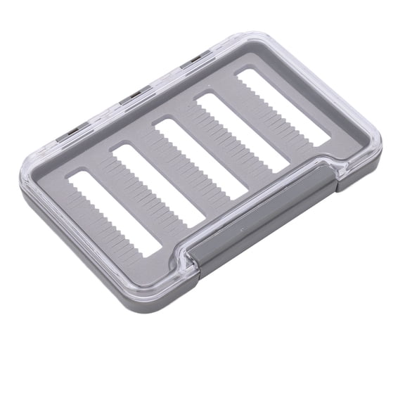 Riousery Waterproof Fly Fishing Box Portable Transparent Tackle Storage Container with Secure Latch Long Hole Design Slit Foam Insert for Lures Baits, 5.51 inches / 14 cm