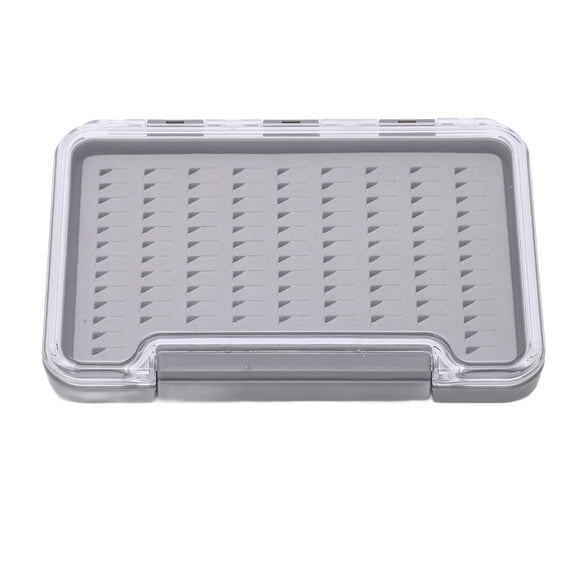 Riousery Waterproof Fly Fishing Box Portable Transparent Tackle Storage Container with Secure Latch Triangular Hole Slit Foam Insert for Lures Baits, 5.51 inches / 14 cm