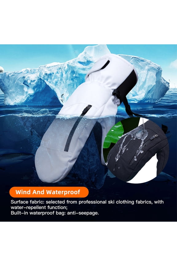 Waterproof Snowboard Mittens for Women Men Winter Ski Gloves Touchscreen Warm Insulated Mitts Grey, XL (14.57 inches / 37.00 cm)