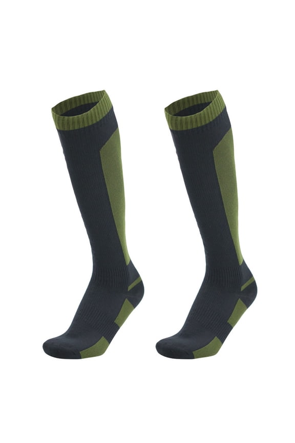 Waterproof Socks for Outdoor Activities - Long Tube Hiking Cycling Camping Socks Army Green M (10.6 inches / 27 cm)