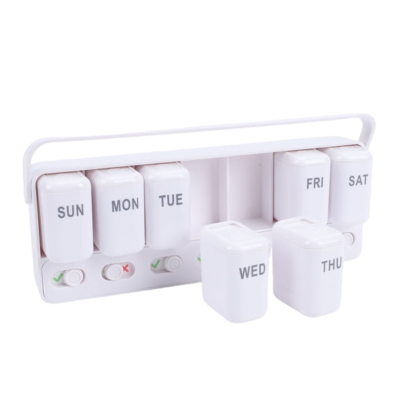 Riousery Weekly Tablet Organizer 7 Day Detachable Travel Medicine Box Compact Pill Storage Dispenser, White (7.9 inches / 20 cm)