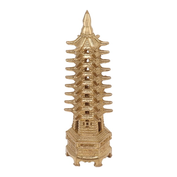 Riousery Wenchang Tower Statue 9 Level Mini Pagoda Brass Home Decoration Feng Shui Ornament for Desk (5.12 inches / 13 cm)