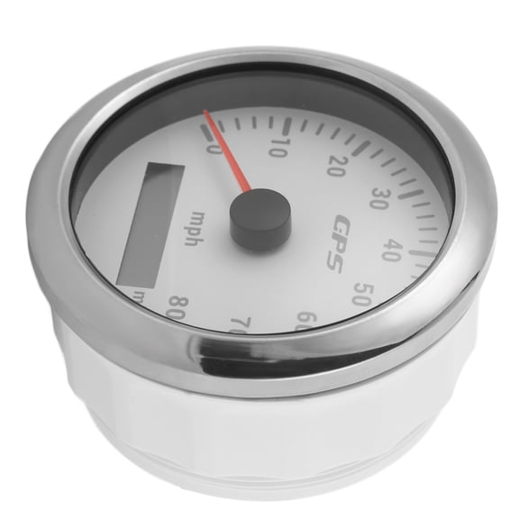 Riousery White 85mm GPS Speedometer 80MPH Odograph with Colorful Backlight, 316 Stainless Steel Universal Speed Gauge for Cars, Boats, and RVs (3.35 inches / 85.09 mm)