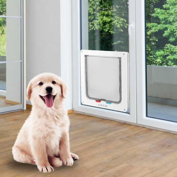Riousery White Controllable Flexible Switch Pet Lock Flap Door for Dogs and Cats XL (11.4 inches / 29 cm)