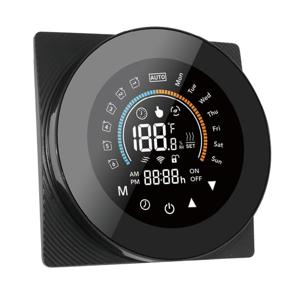 Riousery WiFi Smart Thermostat for Water or Gas Boiler Systems, Digital Temperature Controller with Large LCD Display, Touch Buttons, and Voice Control Compatibility, Black (3.42 in / 87 mm)