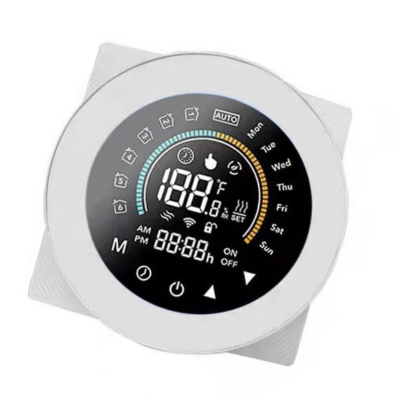 Riousery WiFi Smart Thermostat for Water or Gas Boiler Systems, Digital Temperature Controller with Large LCD Display, Touch Buttons, and Voice Control Compatibility, White (3.42 in / 87 mm)