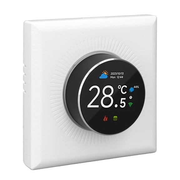 Riousery WiFi Smart Thermostat Weekly Programmable Temperature Controller for Electric Heating 16A Knob APP Voice Control Compatible with Alexa and Google Assistant White 3.4 in / 8.6 cm