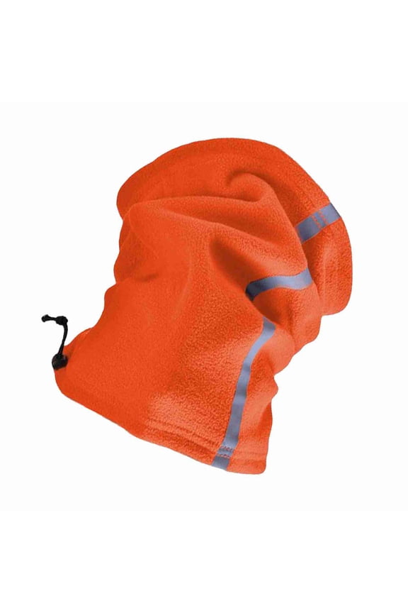 Winter Fleece Neck Warmer Reflective Windproof Skiing Neck Gaiter Balaclava for Cold Weather, Orange