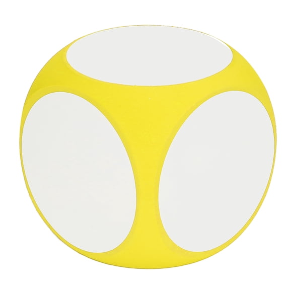 Riousery Wipe Off Dice Cubic Portable Cleanable Write On EVA Blank Teaching Accessory Yellow 3.9 inches / 10 cm