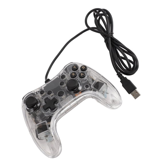 Riousery Wired Game Controller 6-Axis Gyroscope Transparent PC Gamepad with RGB Light Turbo Burst Wake Up Function for Switch PS3 Android iOS Mac (6.0 x 4.5 x 2.3 in / 152 x 115 x 58 mm)