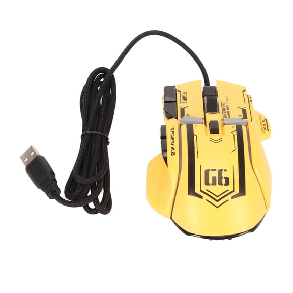 Riousery Wired Gaming Mouse 10 Button Macro Programmable 13 RGB Lighting Modes 6 Speed 12800dpi Optical Computer Mouse (16 cm / 6.3 inches) Yellow