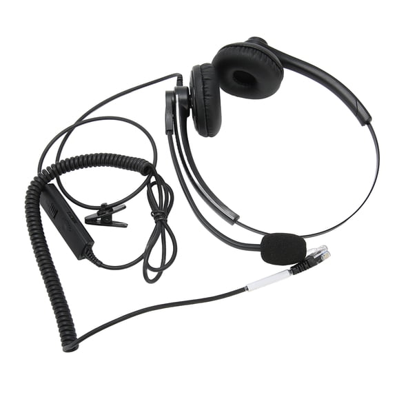 Riousery Wired Telephone Headset Noise Reduction Binaural Business Headphone with Mic for Call Center Customer Service RJ Plug Edition