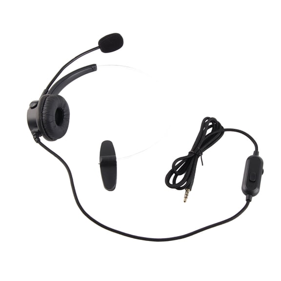 Riousery Wired Trucker Headsets 3.5mm Mono Headset With Noise Cancelling Microphone Volume Control for Cellphone Laptop PC Tablet (1.2m/3.9ft)