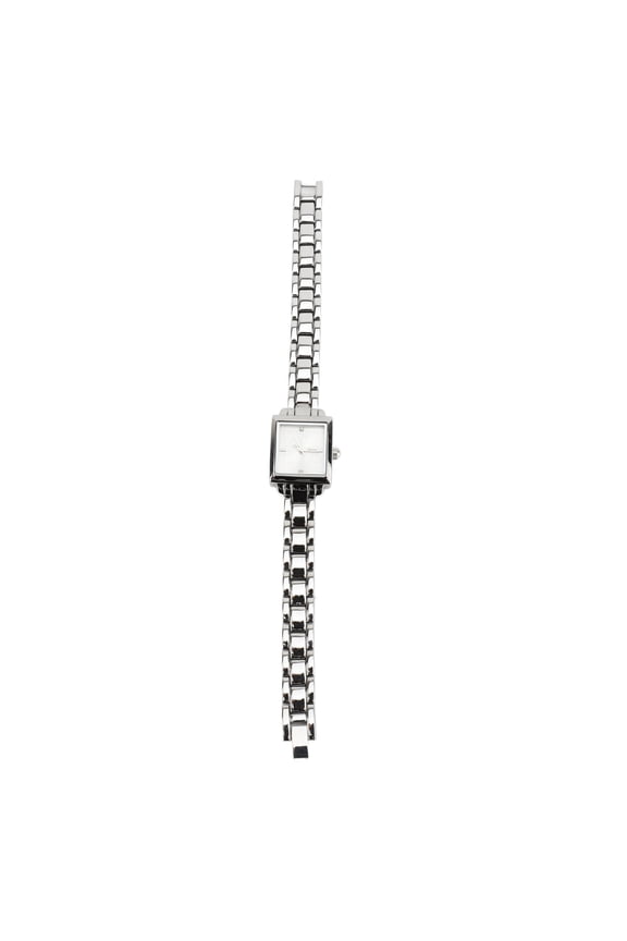 Women's Stainless Steel Rhinestone Fashionable Rectangular Water Resistant 30m Lady Watch for Daily Use Quartz Movement Silver Case and Dial with Paper Box