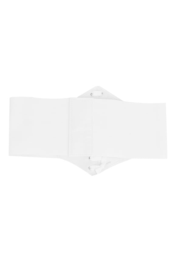 Women's White Corset Belt Flexible Waist Fit Faux Leather Wide Cinch Belts for Dress Sweater Clothing Decoration
