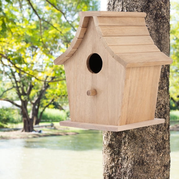 Riousery Wood Bird House Breeding Box Hanging Bird Nest for Parrots Budgerigar Small Birds (6.7 x 4.3 x 4.7 inches)