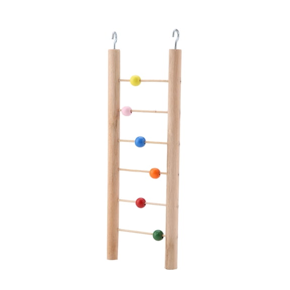 Riousery Wood Bird Parrot Ladder Climbing Toy Hanging Swing with Beads For Bird Cage Pet Toys, 9.84 in / 25 cm