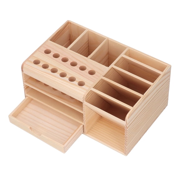 Riousery Wooden Repair Tool Organizer Synthetic Wood Desktop Parts Storage Box Screwdriver Holder Rack Tool Case, 8.27 inches / 21 cm