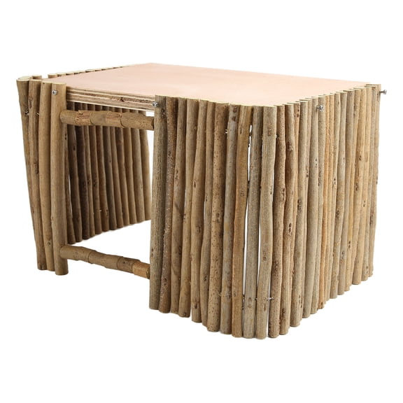 Riousery Wooden Small Pet Hideout Breathable Fence Hamster Hideout Hut with Platform for Rabbit Chinchilla Guinea Pig, 12.99 in / 33 cm
