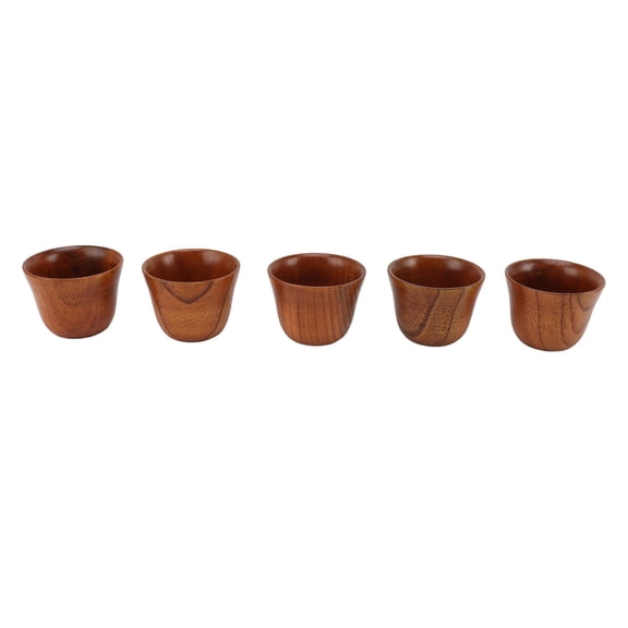 Riousery Wooden Tea Cups Handmade Multifunctional Solid Wood Teacups for Drinking Tea Coffee Wine 5 Pcs