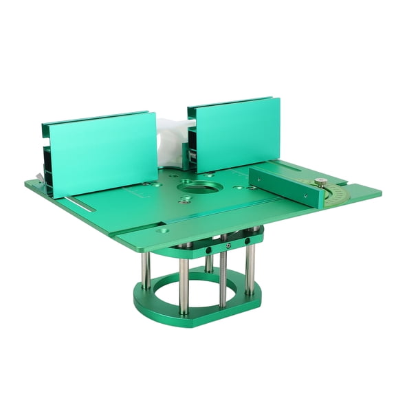 Riousery Woodworking Bench Router Plate System Manual Lifting Base Kit, Adjustable Height Router Table Lifting System Green 4-Piece Set Aluminum Alloy Heavy Duty Multi-Purpose Router Lift Accessories