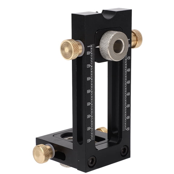 Riousery Woodworking Drilling Puncher Locator Adjustable Dowel Guide Kit 5 Hole 6 8 10 12 15mm Pin Fixture Hole Drill Bit Set for Bed Cabinet Furniture DIY Carpentry Projects (5.9 inches / 15 cm)