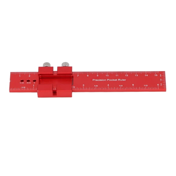 Riousery Woodworking Ruler 160mm Length Metric Inch Scale Anodized Aluminum Alloy Slide Stop Marking Scribing T-Square Rule Precision Carpentry Pocket Measuring Tool for Woodworker DIY