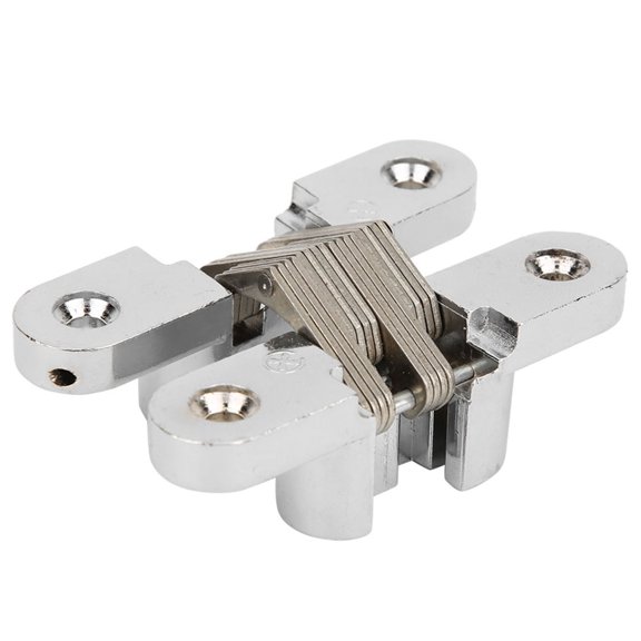 Riousery Zinc Alloy Hidden Hinges Invisible Concealed Cross Door Hinge Bearing Silver (L) 1-Pack