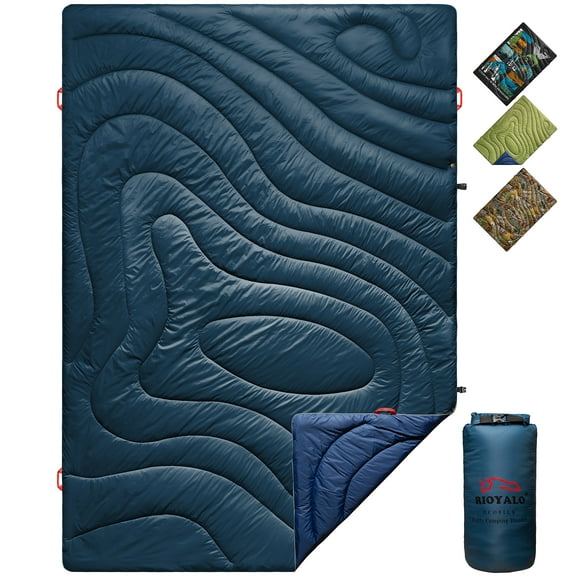 Rioyalo Puffy Camping Blanket | Wearable, Windproof, Waterproof Soft Outdoor Blanket For Travel | Lightweight Portable | Concerts, Picnics, Backpacking, Hiking, Beach, Stadium | XL 55.1 x &8.7 in
