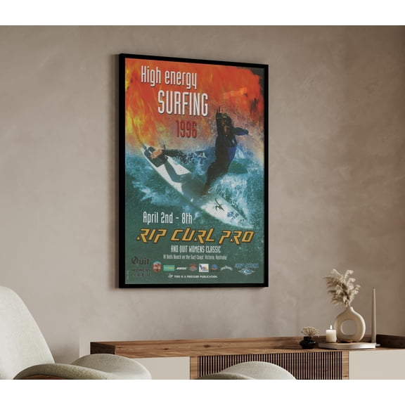 Rip Curl 1996 Poster Ripcurl Surfing 1996 Retro 90s Surf Event Poster Physical Wall Art Sporty Beach House Decor Man Cave Print