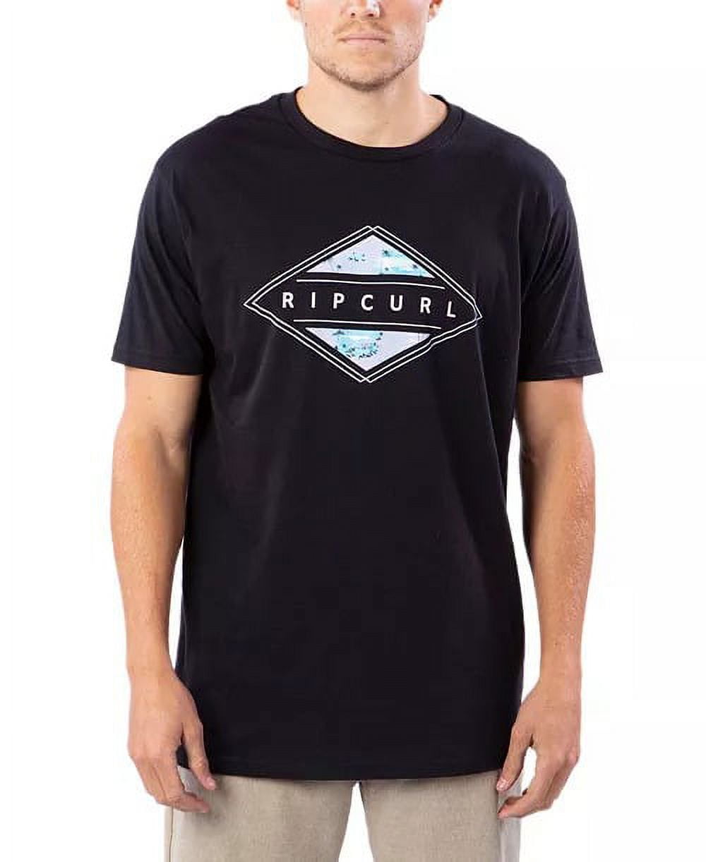 Rip Curl BLACK Men's Sender Prem Short Sleeve Crew Neck T-Shirt, L