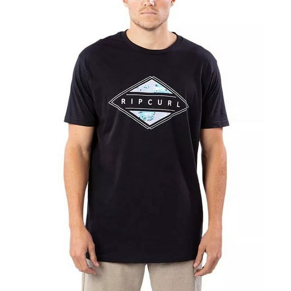 Rip Curl BLACK Men's Sender Prem Short Sleeve Crew Neck T-Shirt, L