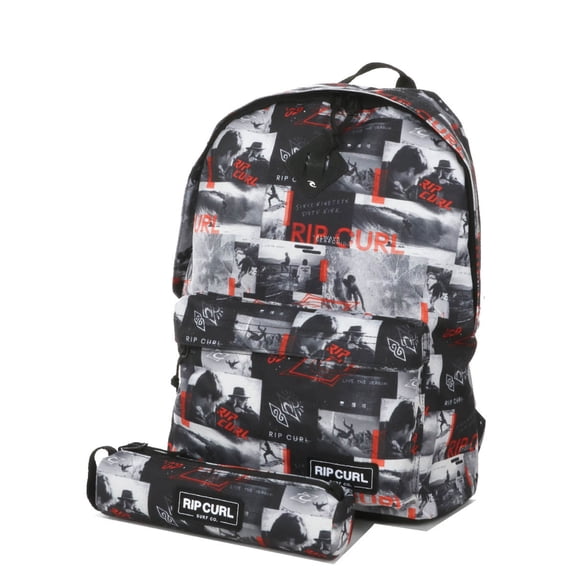 Rip Curl Dome 18L Backpack Bag With Pencil Case in Black/Grey