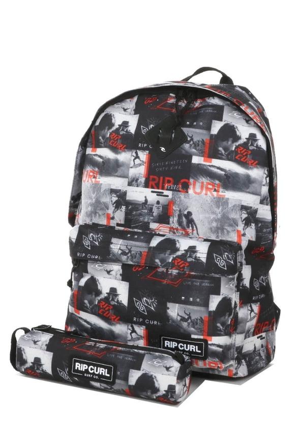 Dome 18L Backpack Bag With Pencil Case in Black/Grey