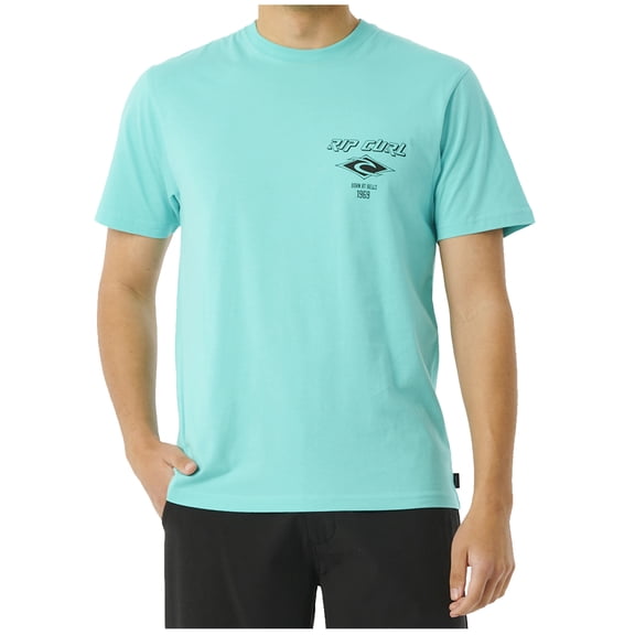 Rip Curl Fade Out Icon Short Sleeve T-Shirt Aqua men in size Medium