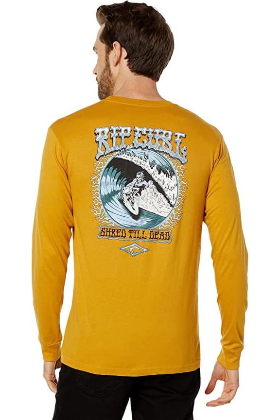 MUSTARD Men's Shred Till Dead Long Sleeve T-Shirt, Large