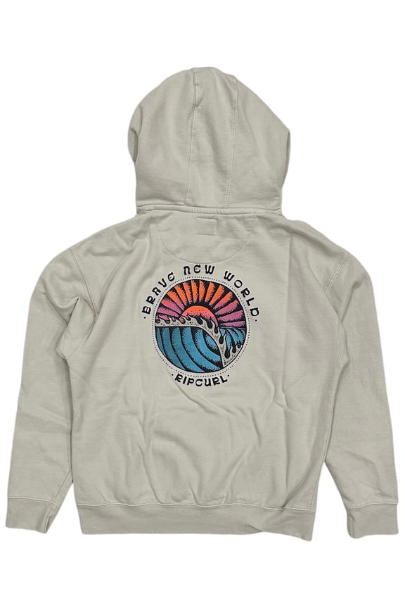 Men's Brave Sunset Pullover Fleece Hoodie Sweatshirt (Medium, Beige)