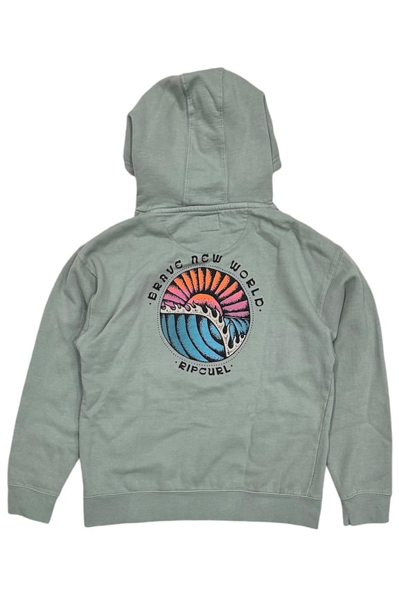 Men's Brave Sunset Pullover Fleece Hoodie Sweatshirt (Medium, Sage)