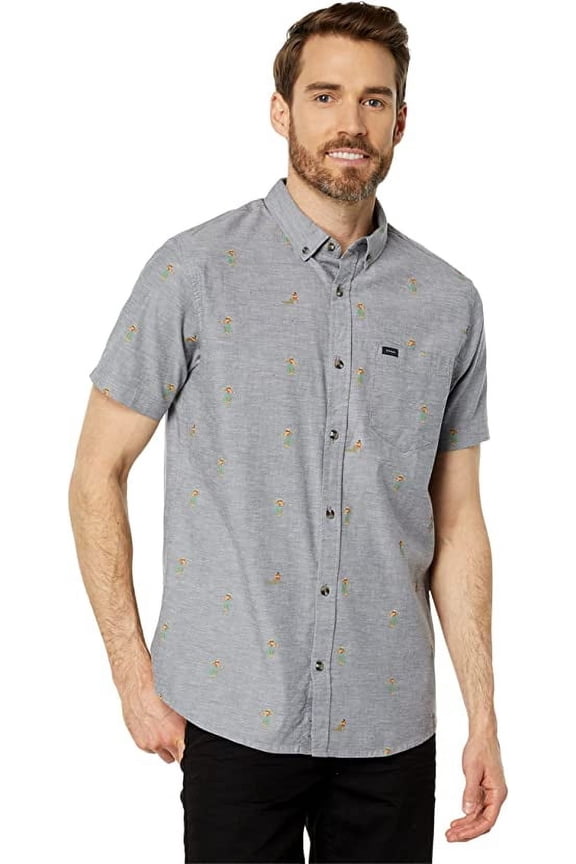 Men's DARK NAVY Hula Breach Short Sleeve Button Up Shirt, XL