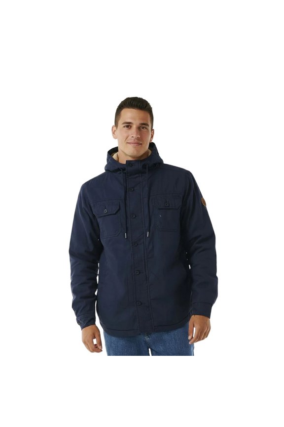 Men's Dark Navy Jacket Gibbos Sherpa Lined