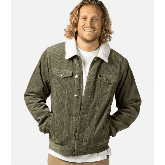 Rip Curl Men's Dusty Olive State Cord Jacket, Medium