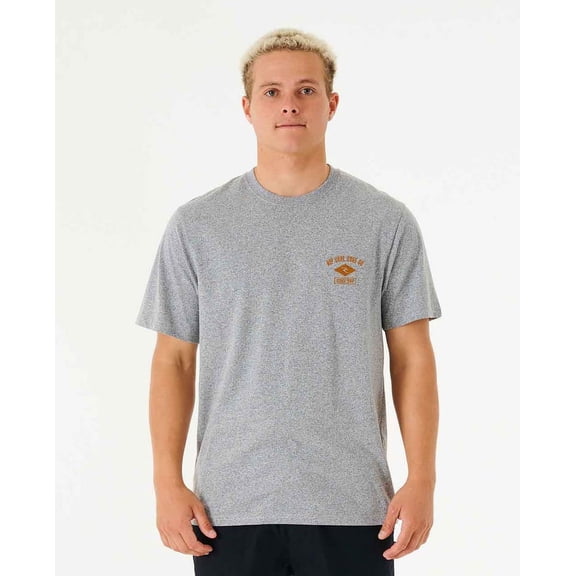 Rip Curl Men's GREY MARLE Ezzy Embroidery Logo Short Sleeve Tee, L