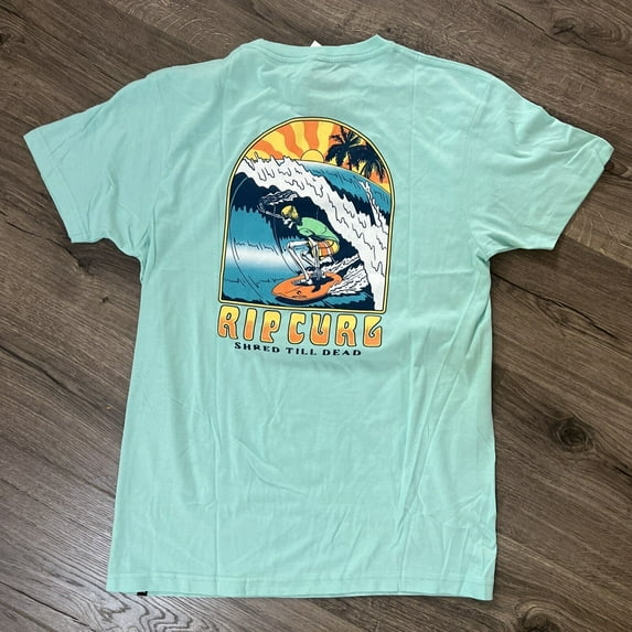 Rip Curl Men's Short Sleeve Graphic Tees Surfing 2 colors designs B4HP (Regular,M,Aqua)