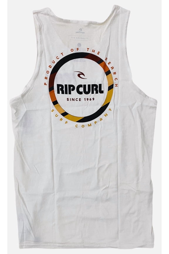 Men's Surf Revival Tank Top Tee T-Shirt (Small, White)