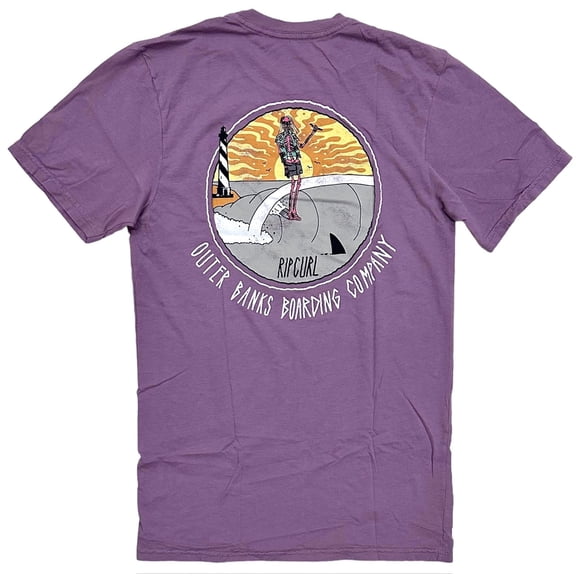 Rip Curl Men's T-Shirt Shred Till Dead Distressed Graphic Short Sleeve Tee (Medium, Purple Wash)