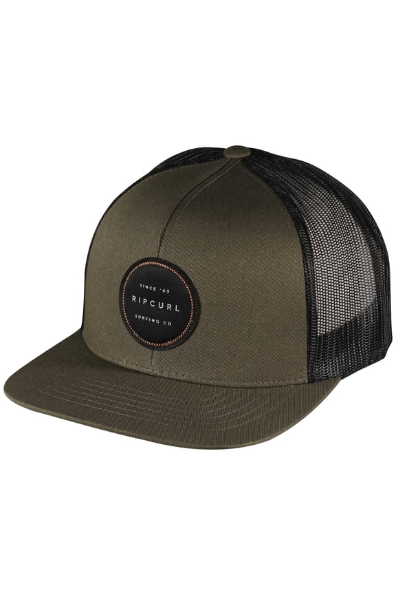 Men's Trucker Hat Routine Logo Patch Snapback Cap (Forest Green)