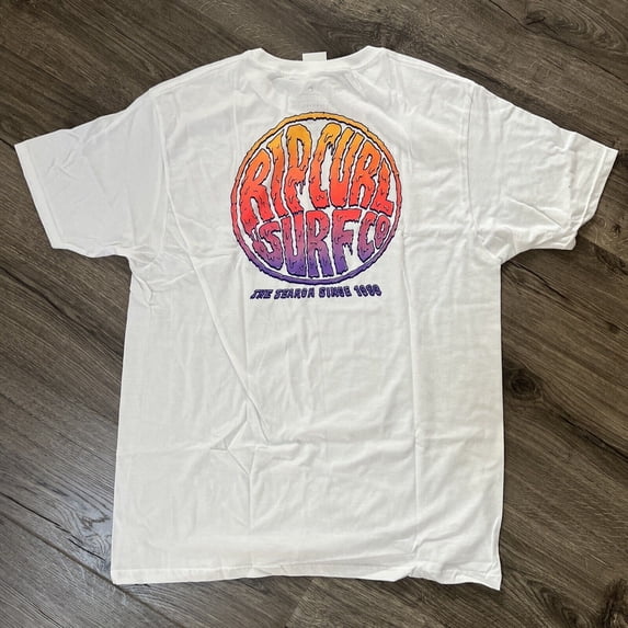Rip Curl Men's WHITE Rubber Soul Melt Short Sleeve Tee, S