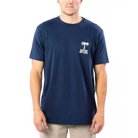 Rip Curl NAVY Men's Tropical Time Prem Short Sleeve Crew Neck T-Shirt, S