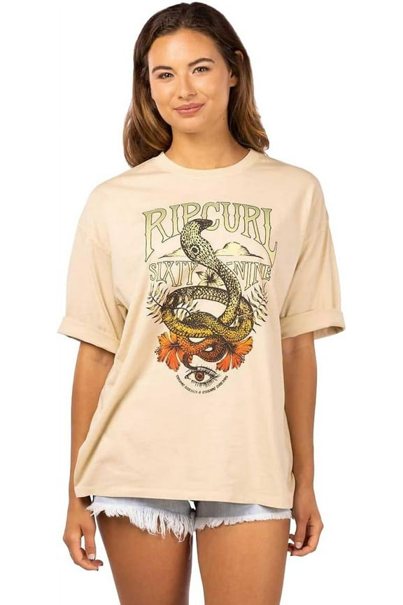 l Summer Rain Heritage Tee 0031-Natural M - Women's Fashion Casual Short Sleeve T-Shirt Cotton Shirts - Regular Fit - Lifestyle Beach Apparel, Size Large, Natural