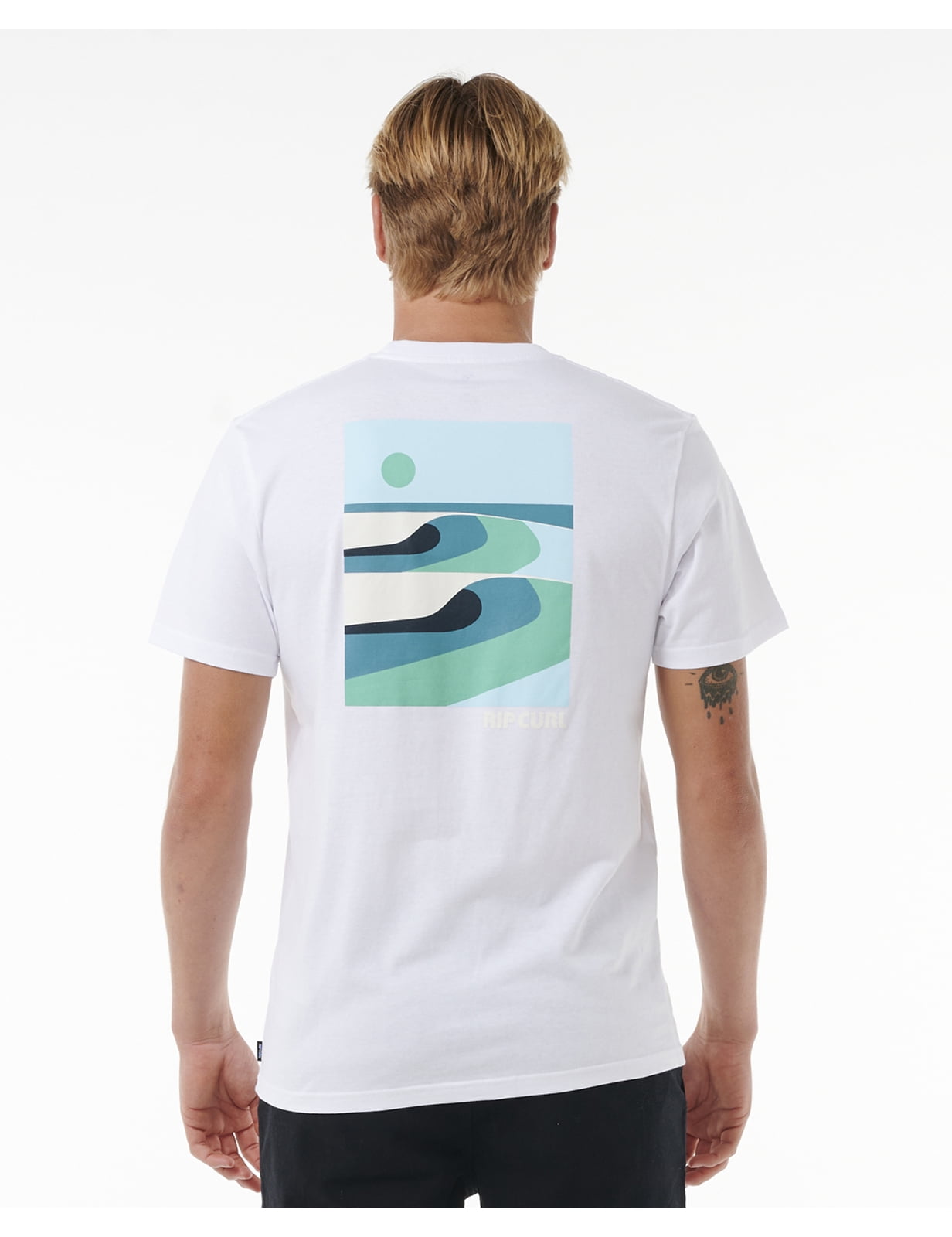 Rip Curl Surf Revival Lined Up Short Sleeve T-Shirt White in size XX Large